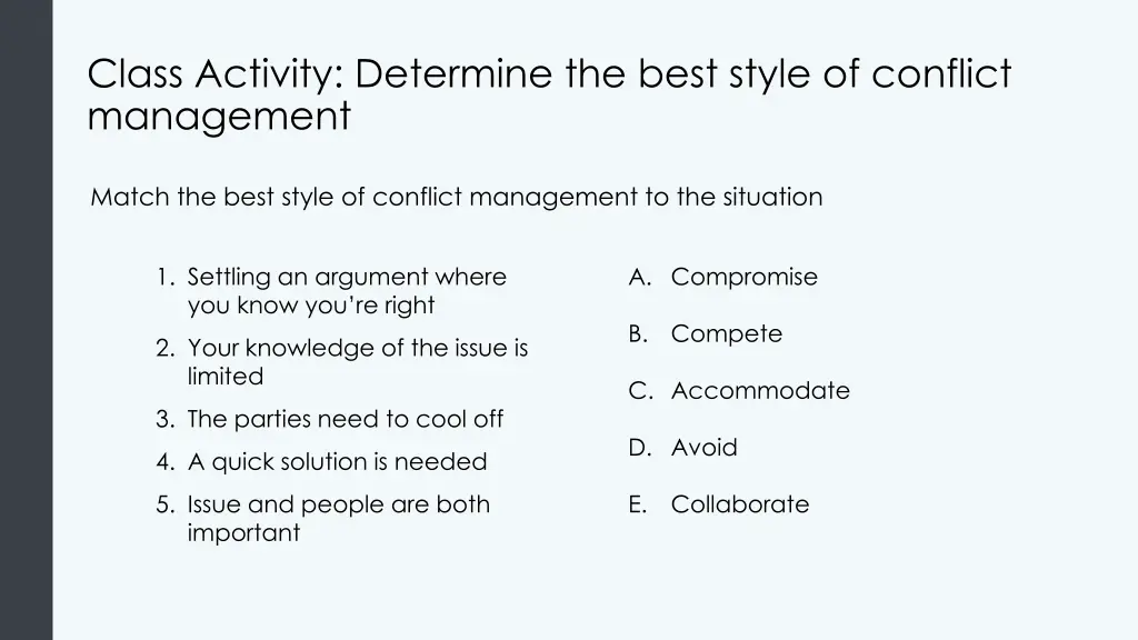 class activity determine the best style