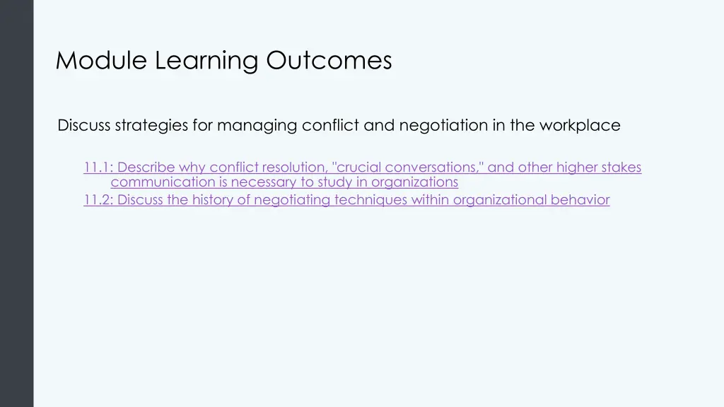 module learning outcomes