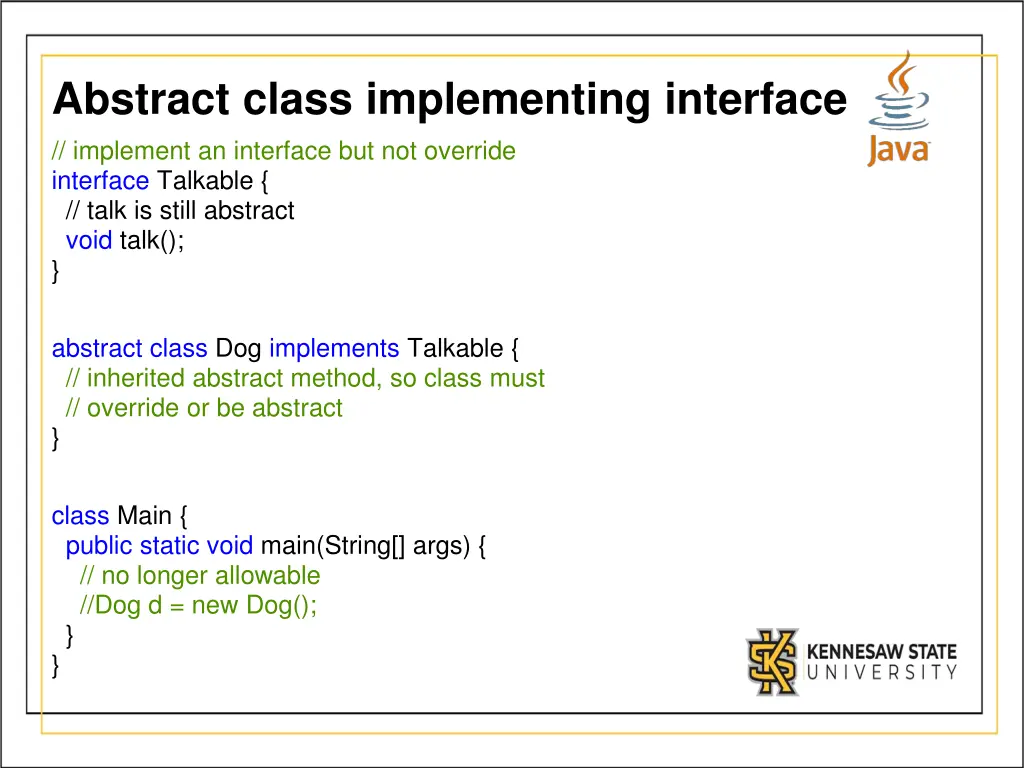 abstract class implementing interface