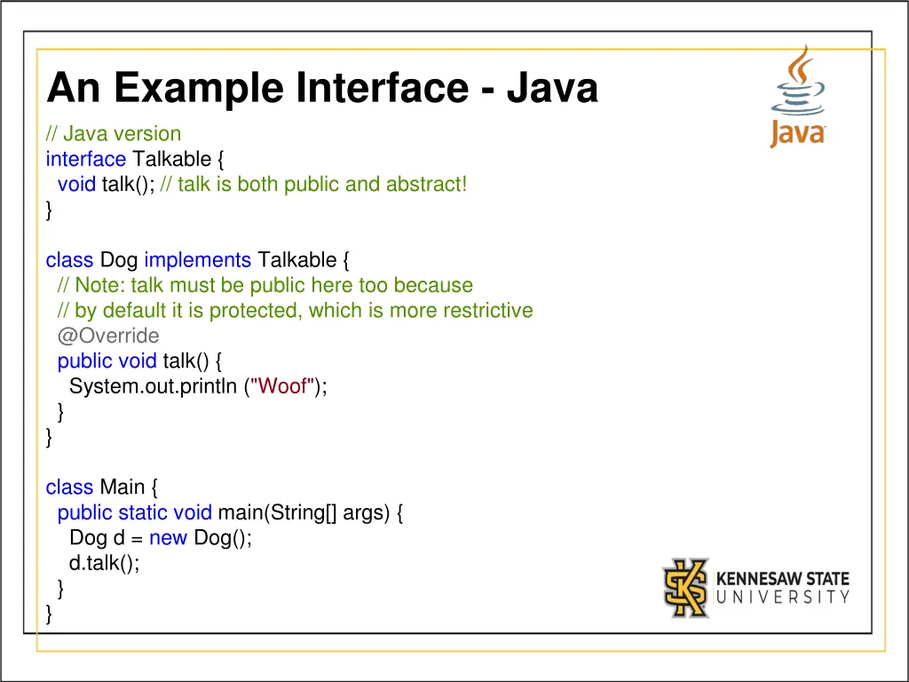 an example interface java