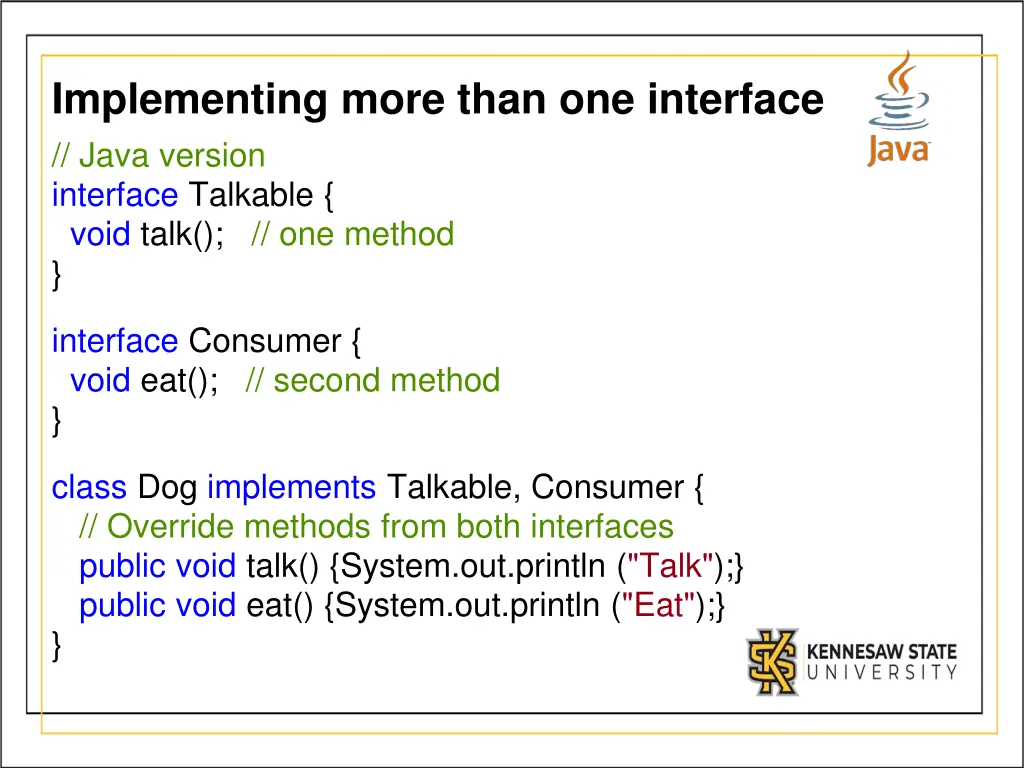 implementing more than one interface java version