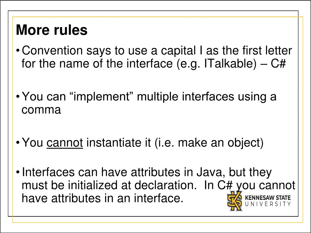 more rules convention says to use a capital