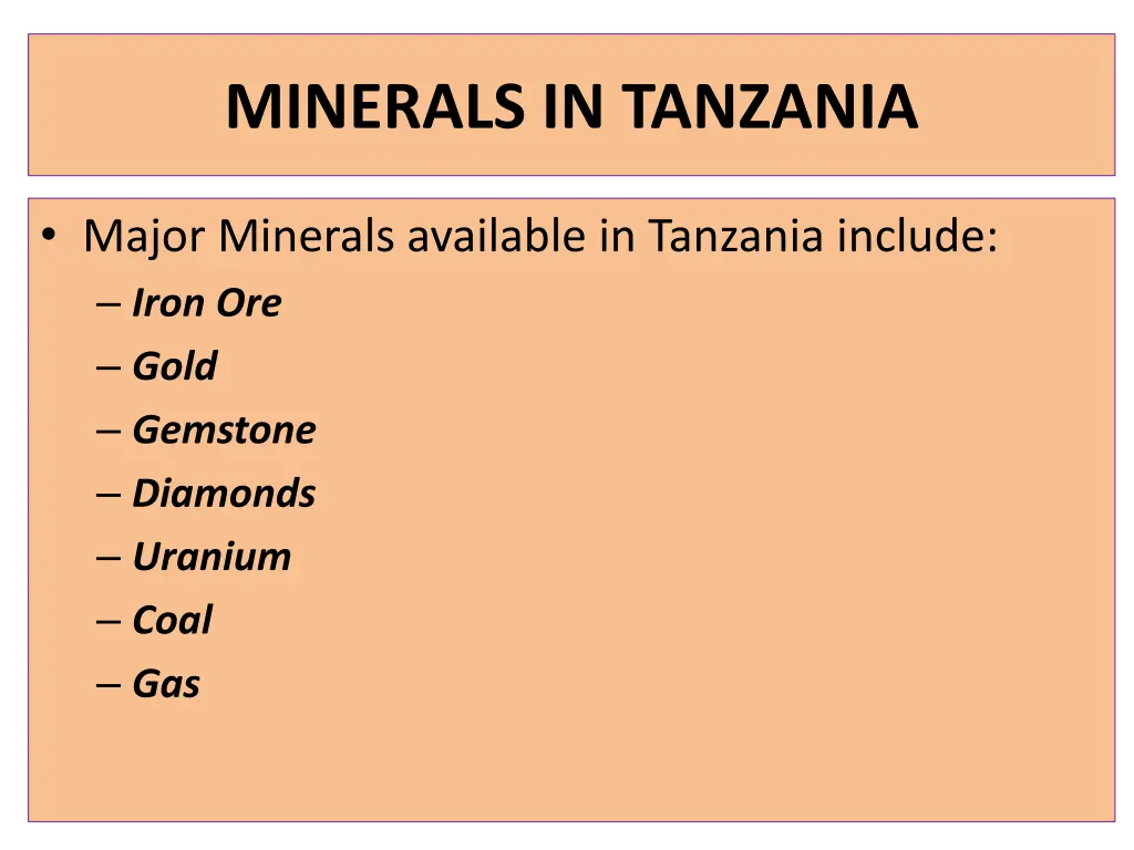 minerals in tanzania