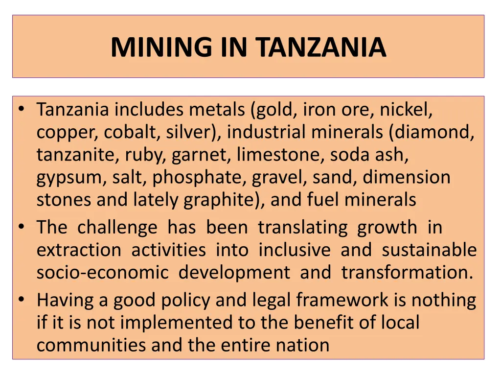 mining in tanzania