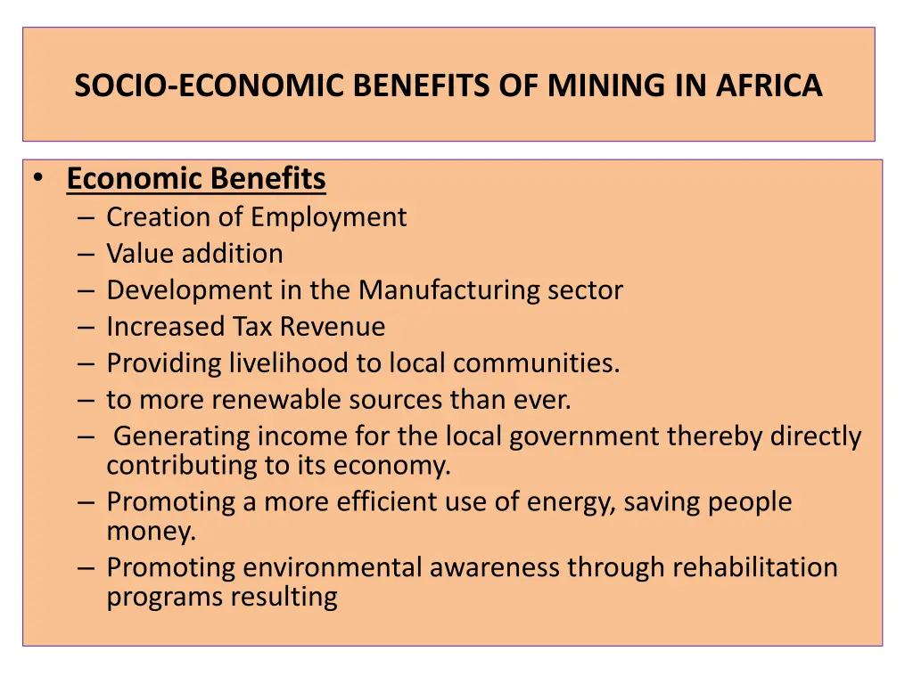 socio economic benefits of mining in africa