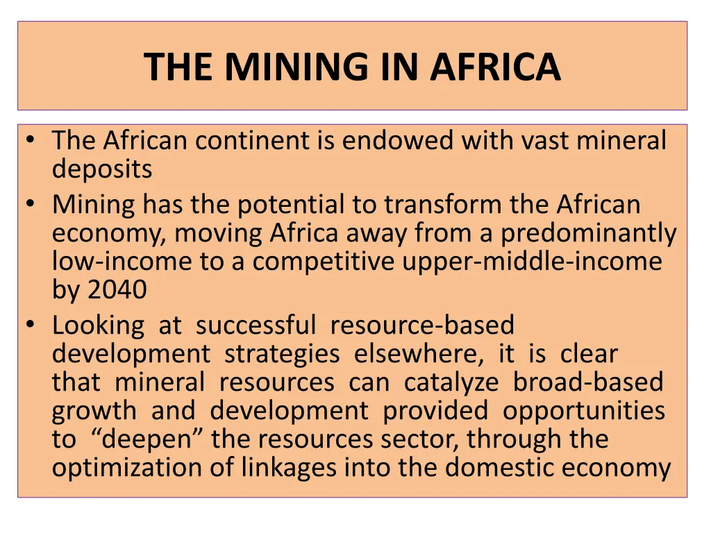 the mining in africa