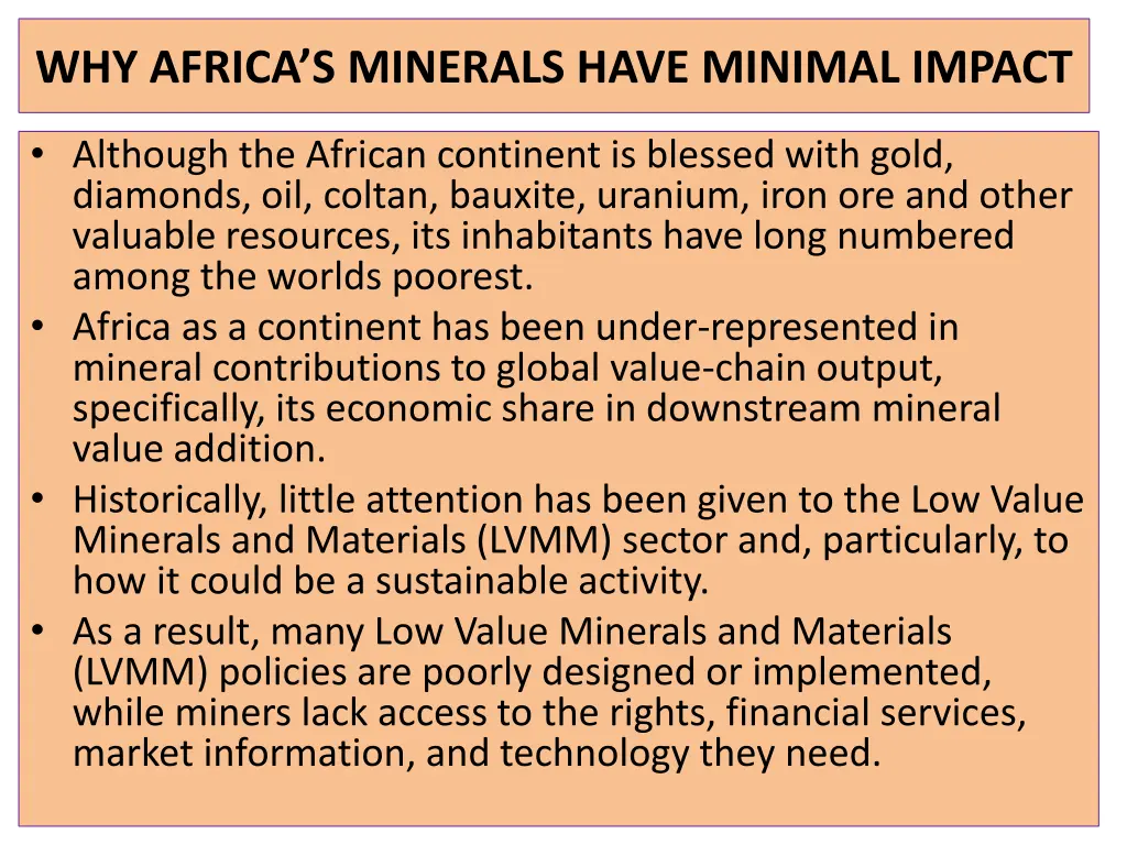 why africa s minerals have minimal impact