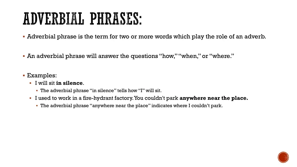 adverbial phrases