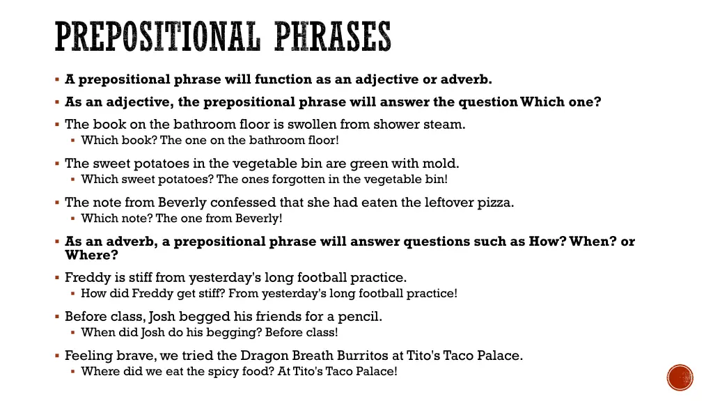 prepositional phrases