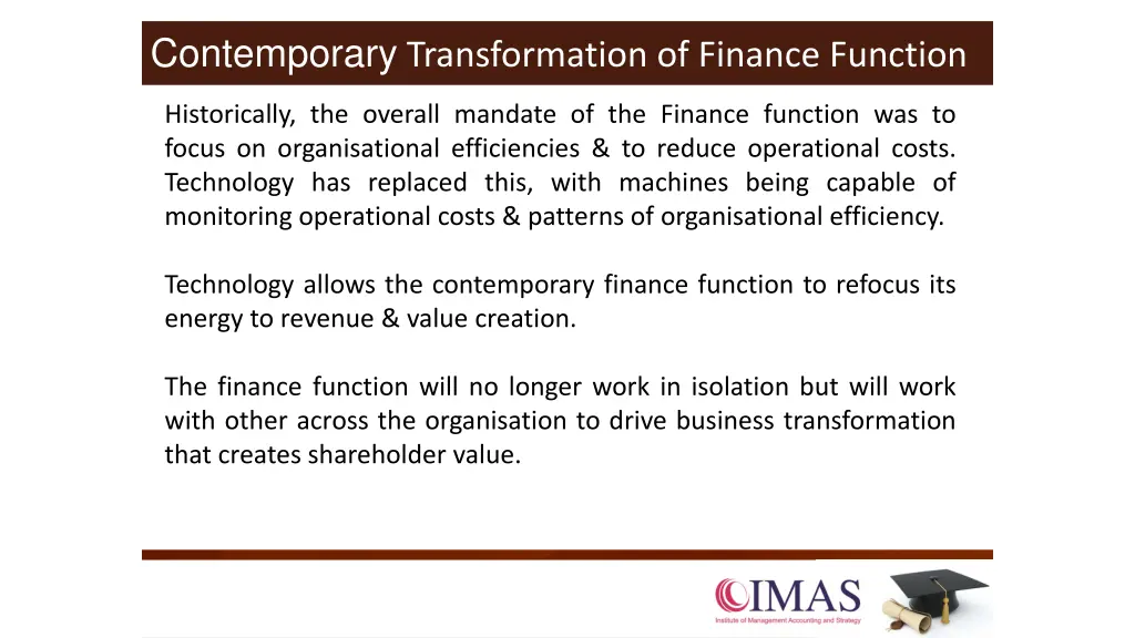 contemporary transformation of finance function