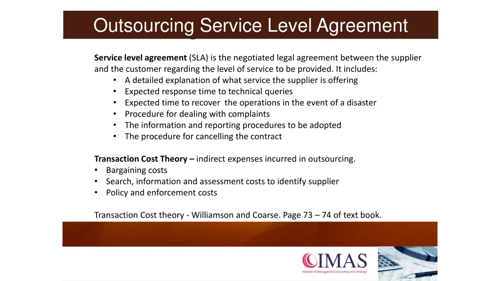 outsourcing outsourcing service level agreement