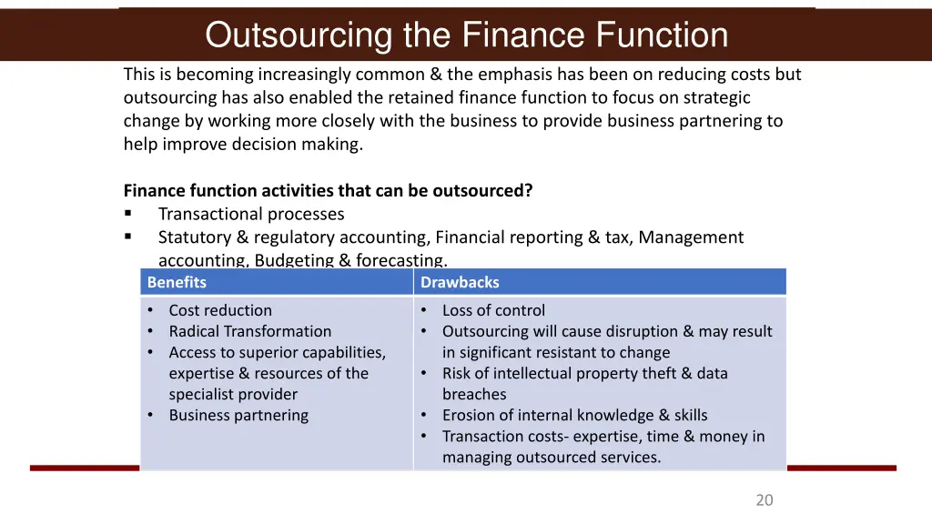 outsourcing the finance function