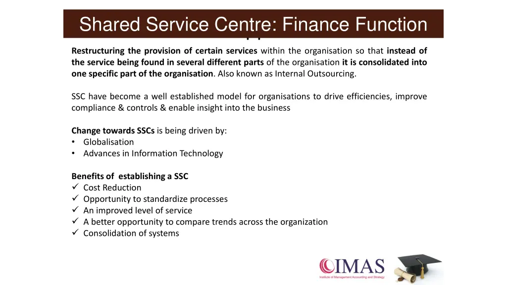 shared service centre finance function