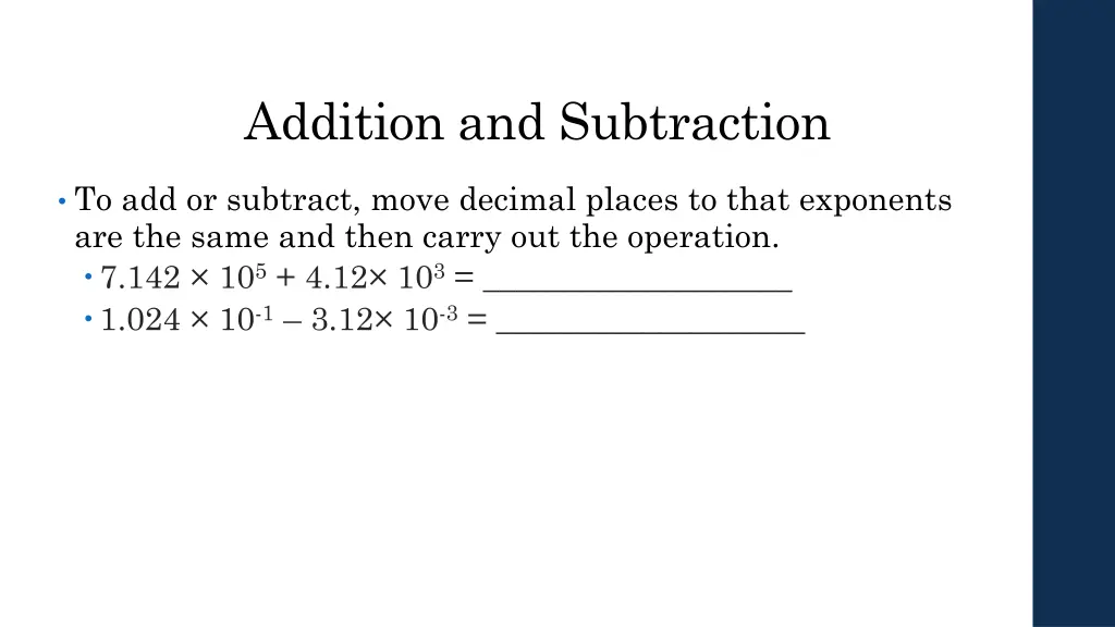 addition and subtraction