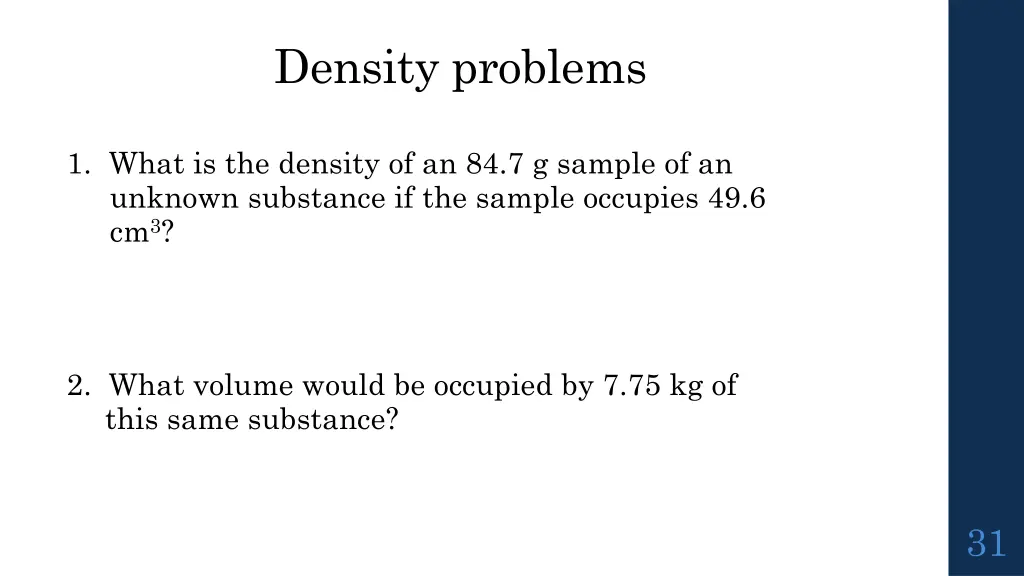 density problems