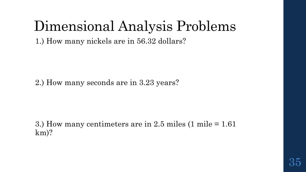 dimensional analysis problems