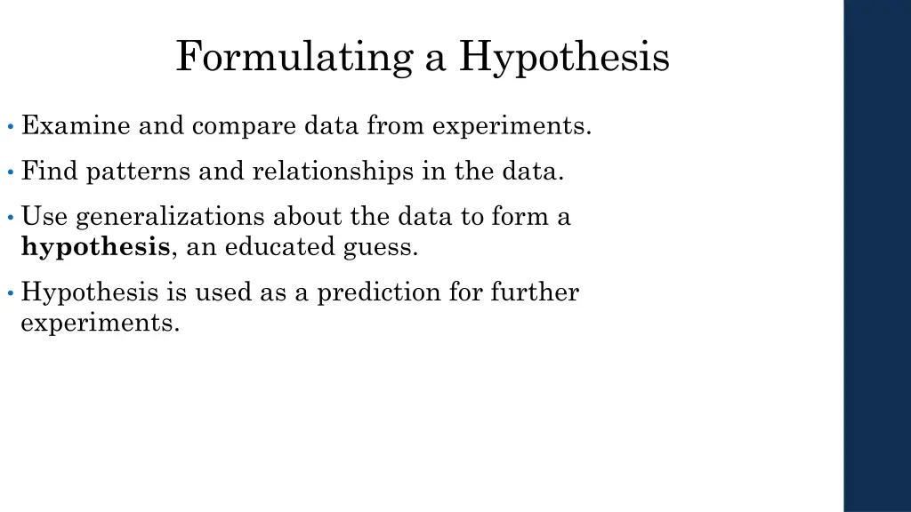 formulating a hypothesis