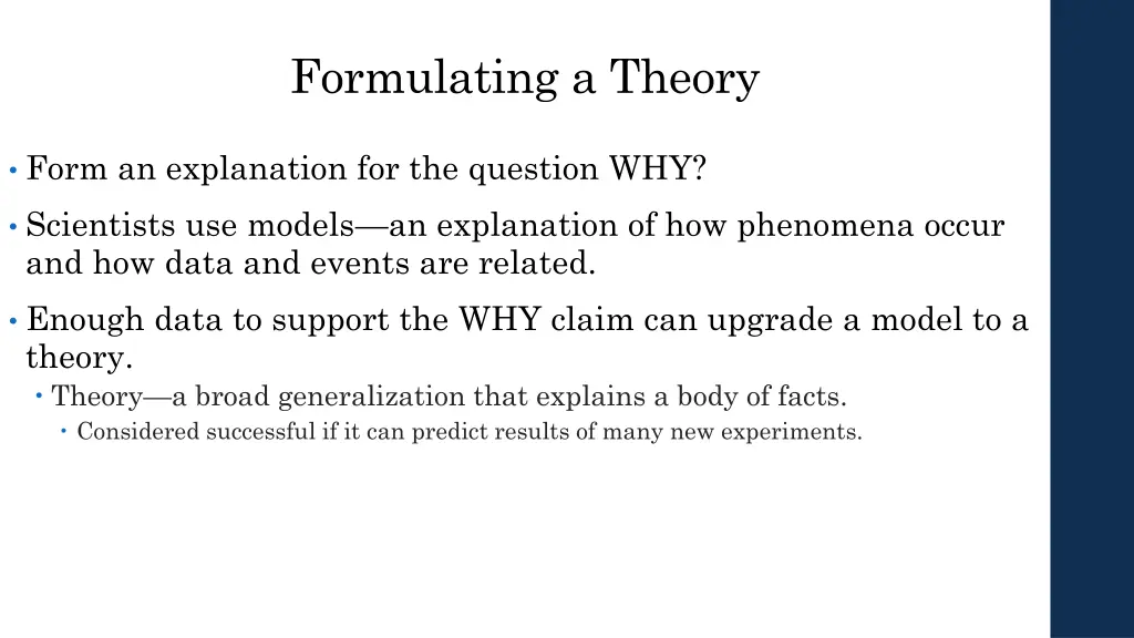 formulating a theory