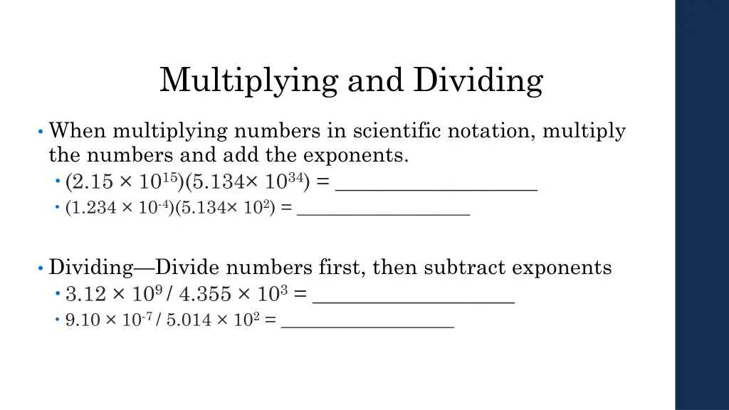 multiplying and dividing