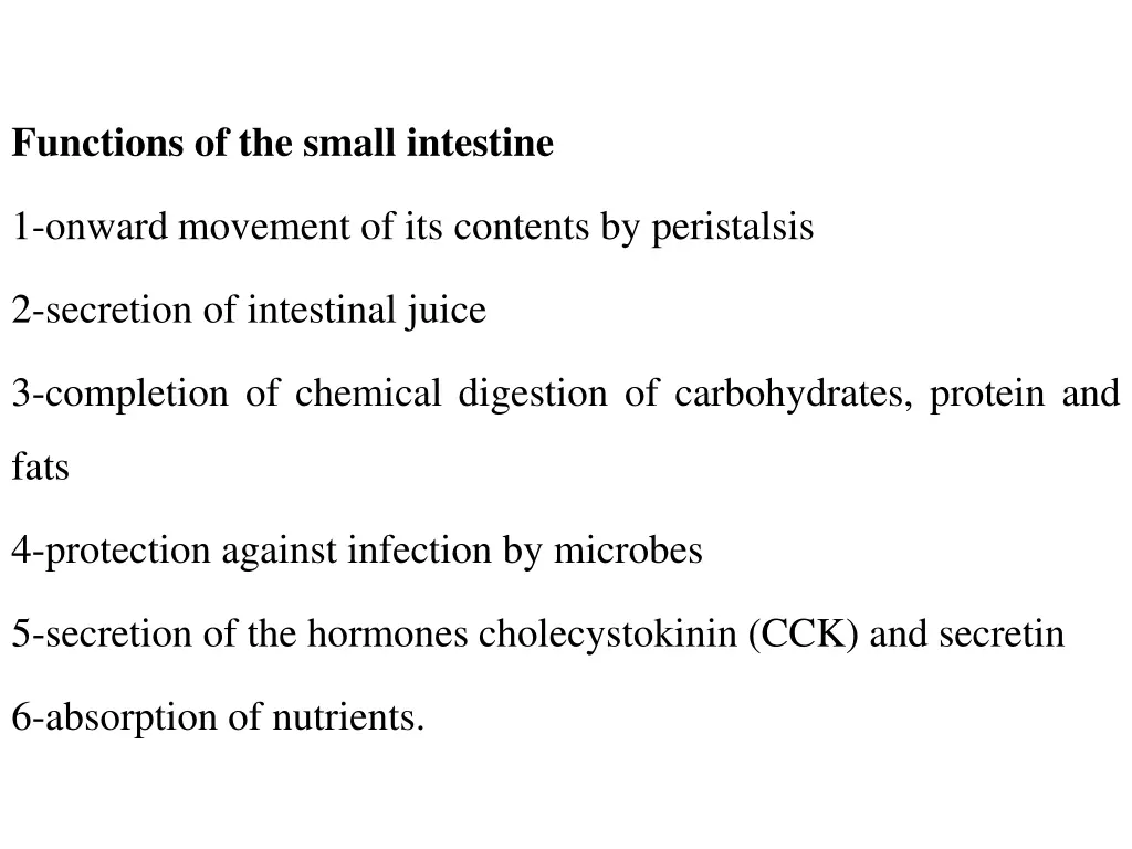 functions of the small intestine