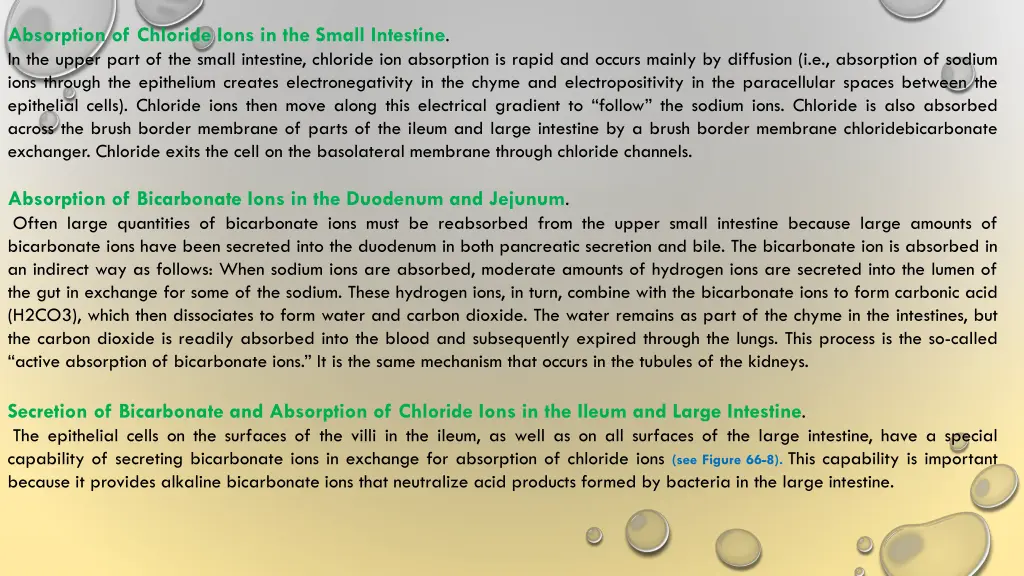 absorption of chloride ions in the small