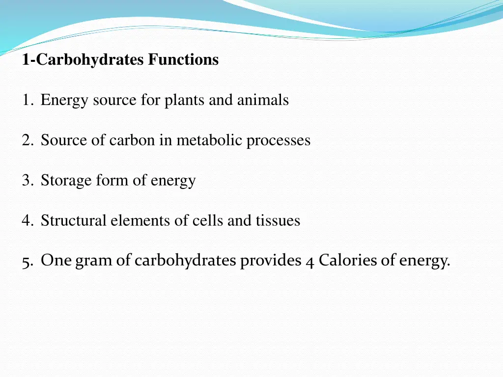 1 carbohydrates functions