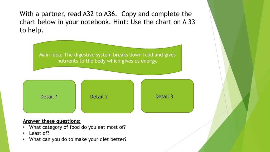 with a partner read a32 to a36 copy and complete