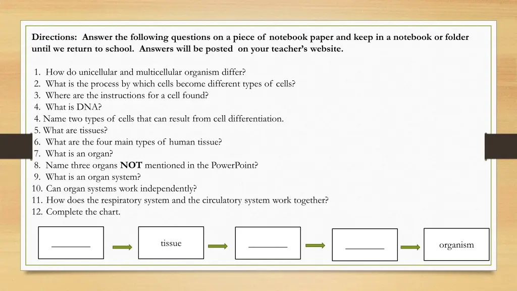 directions answer the following questions