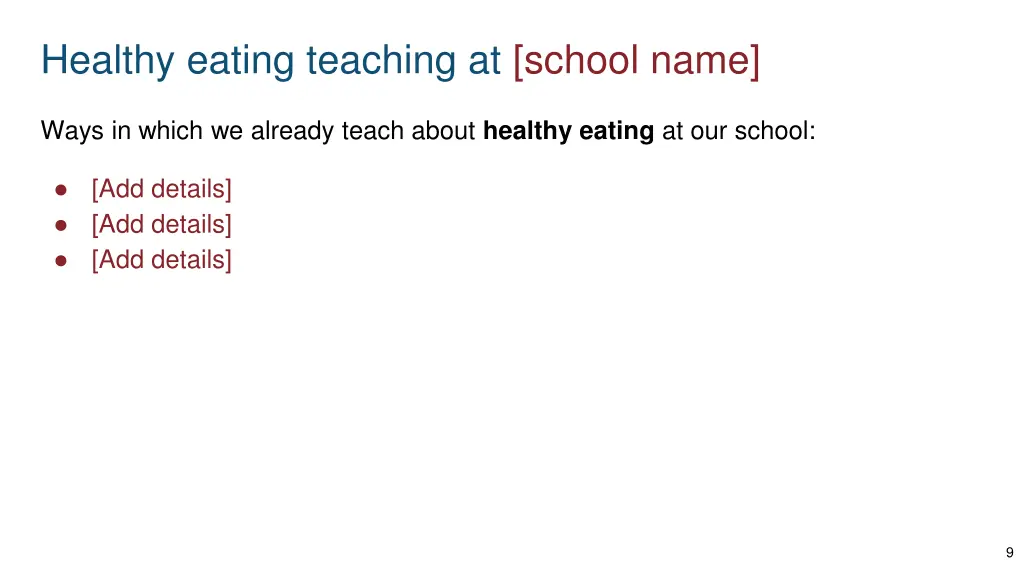 healthy eating teaching at school name