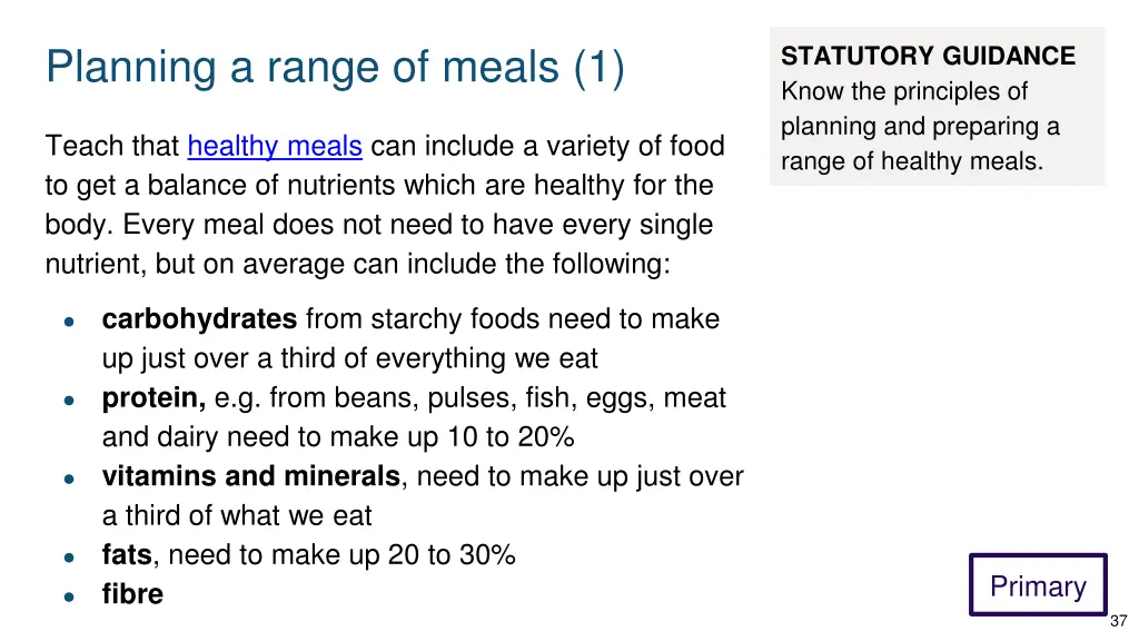 planning a range of meals 1