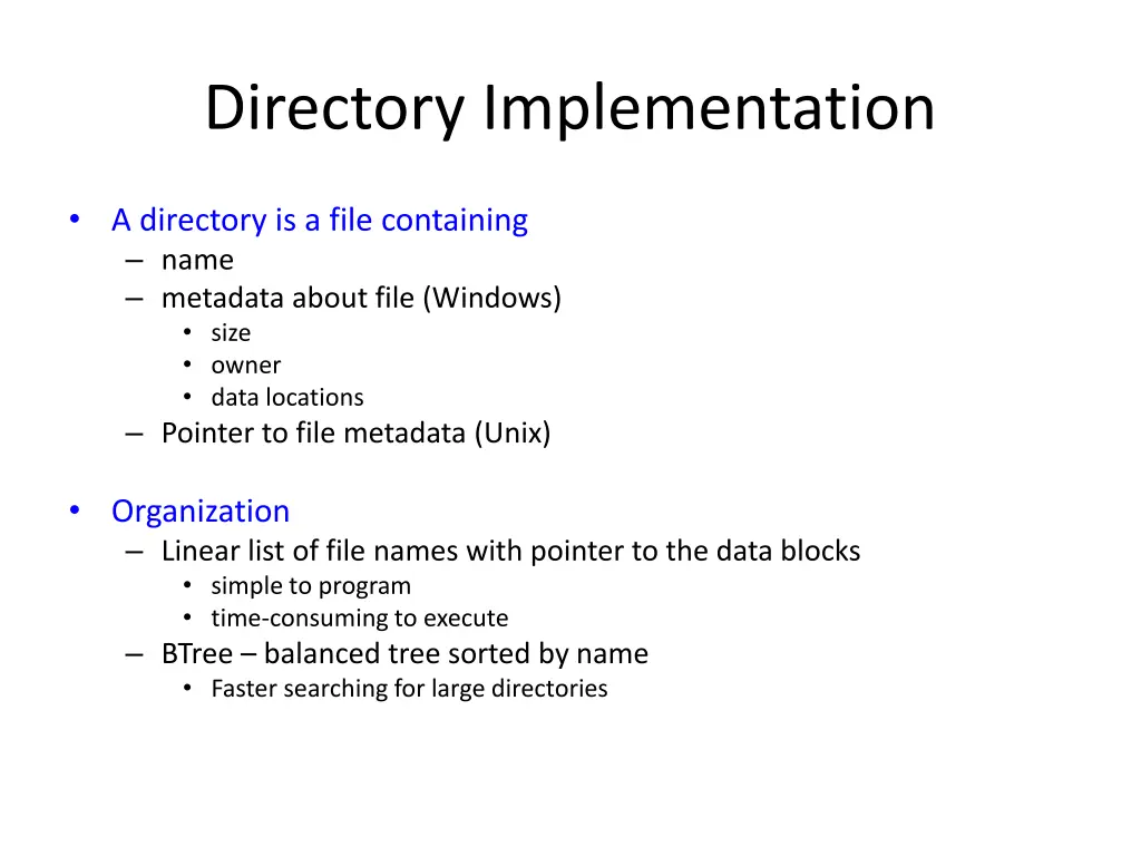 directory implementation