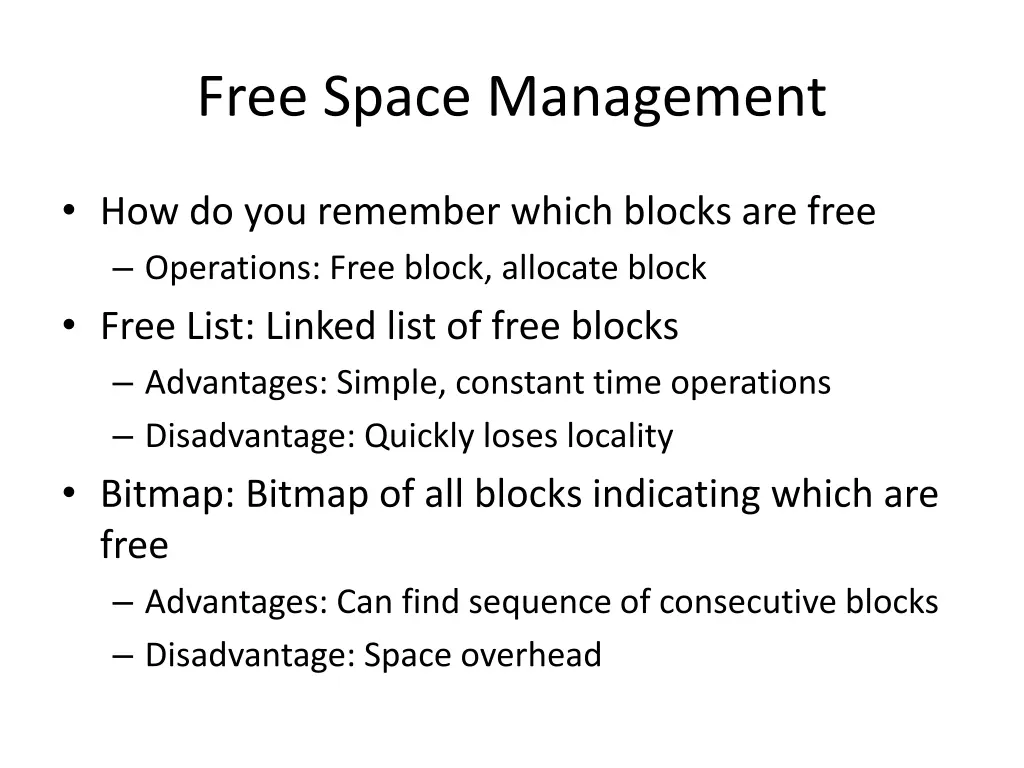 free space management