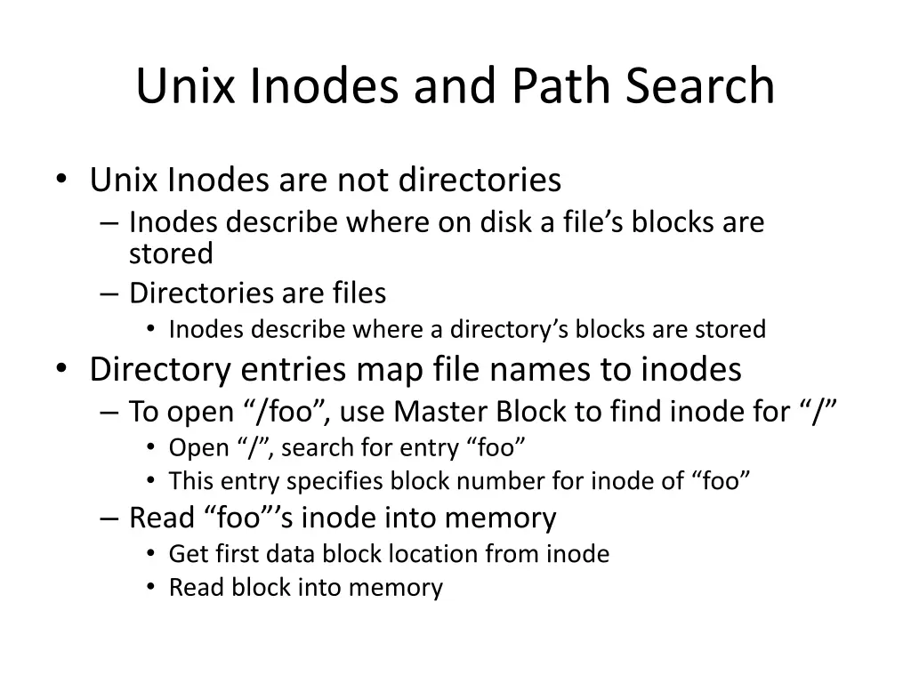 unix inodes and path search