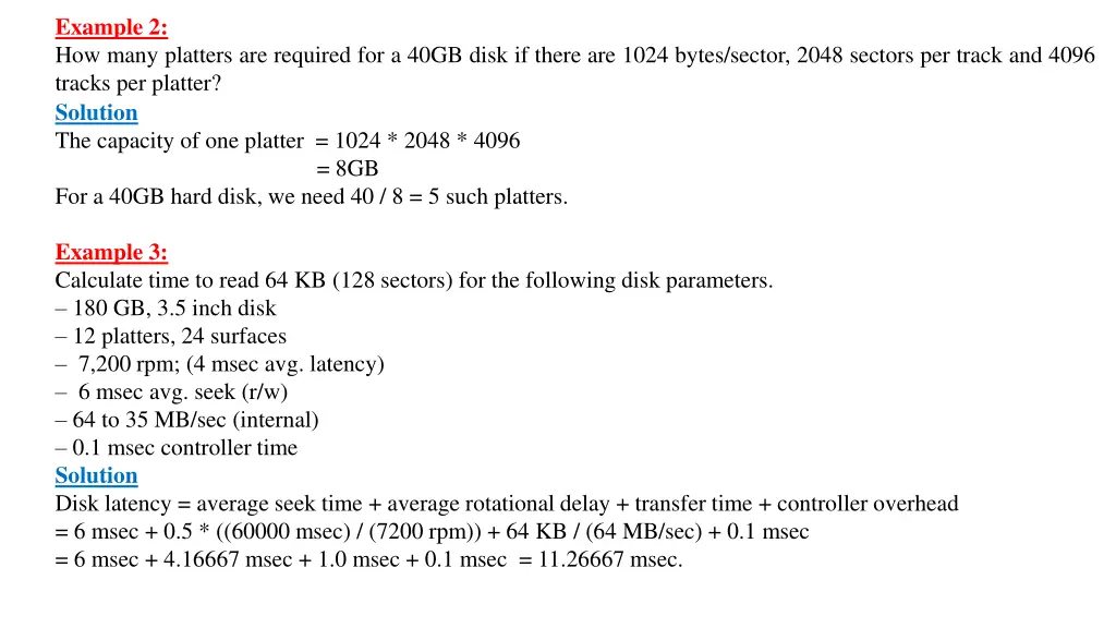 example 2 how many platters are required