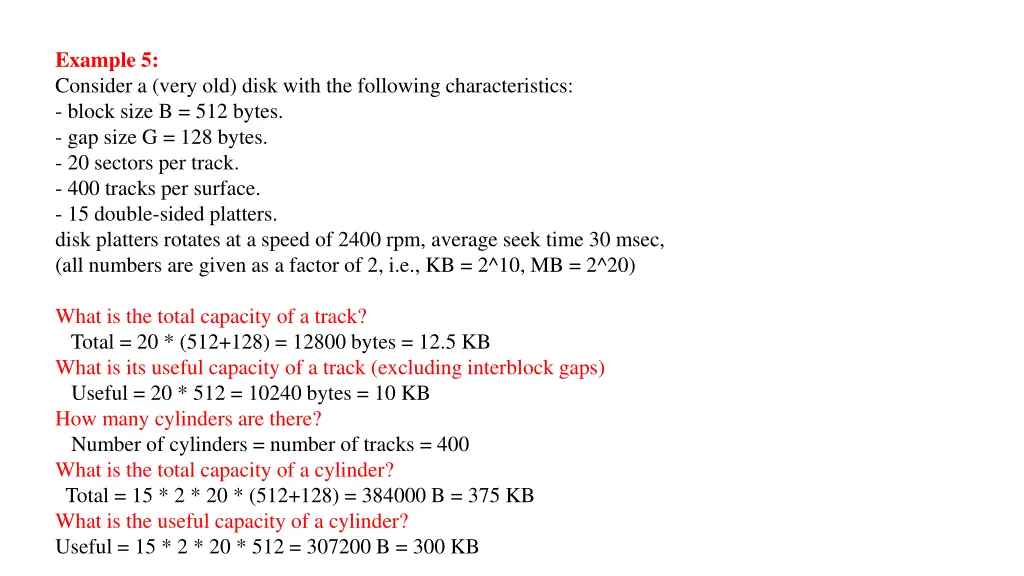 example 5 consider a very old disk with