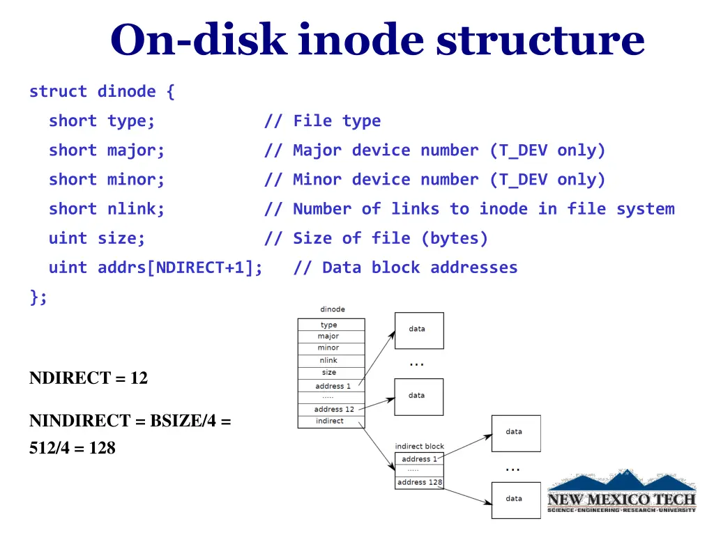 on disk inode structure