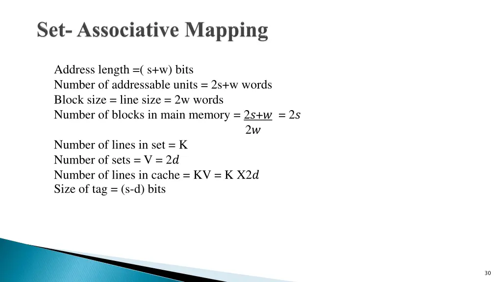 address length s w bits number of addressable 1