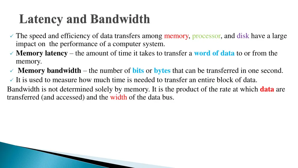 the speed and efficiency of data transfers among