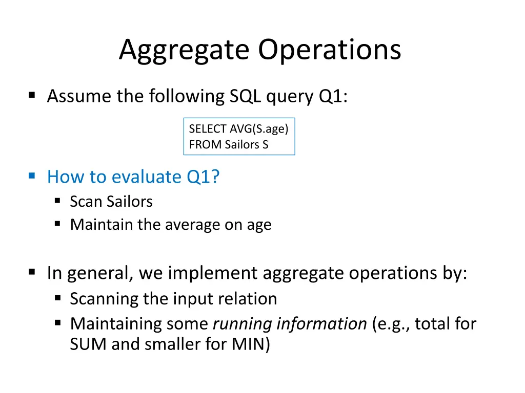 aggregate operations