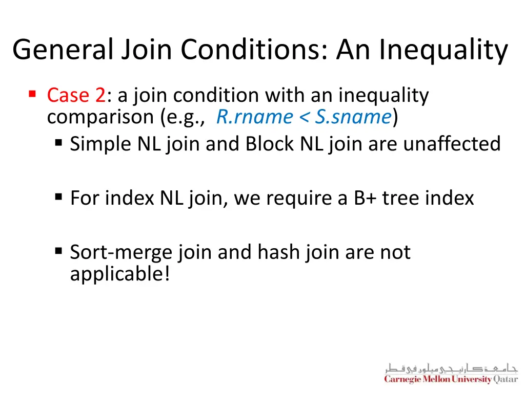 general join conditions an inequality