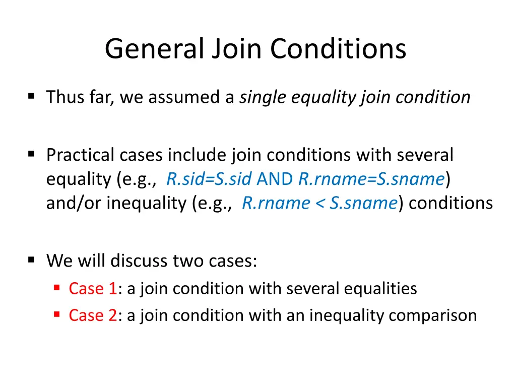 general join conditions