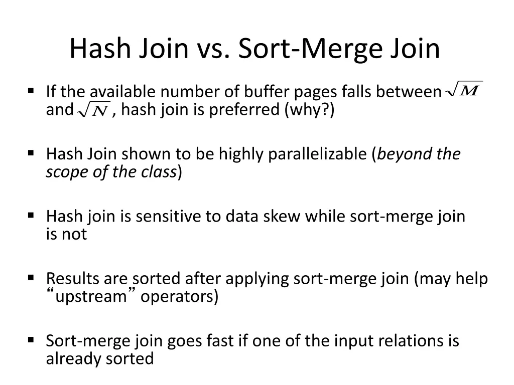 hash join vs sort merge join 1