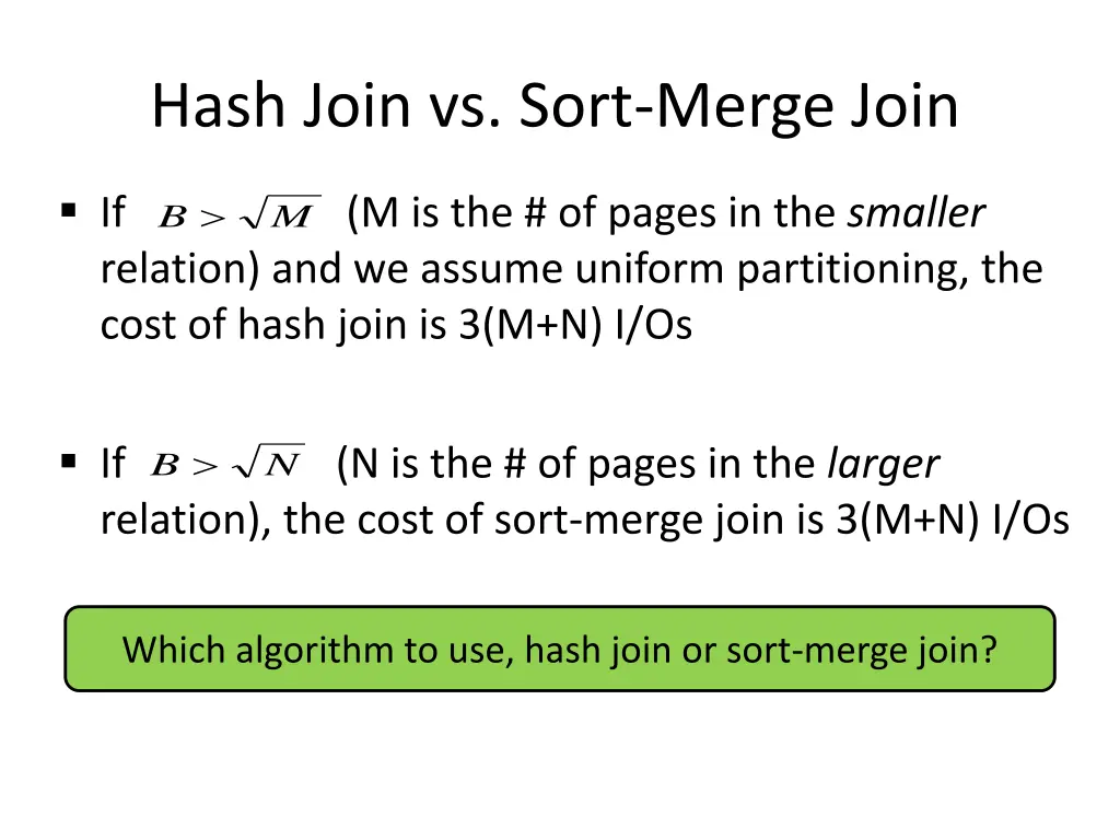 hash join vs sort merge join