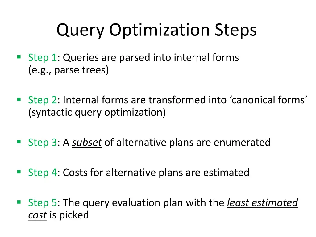 query optimization steps