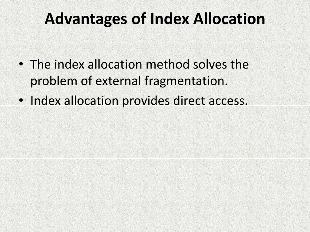 advantages of index allocation