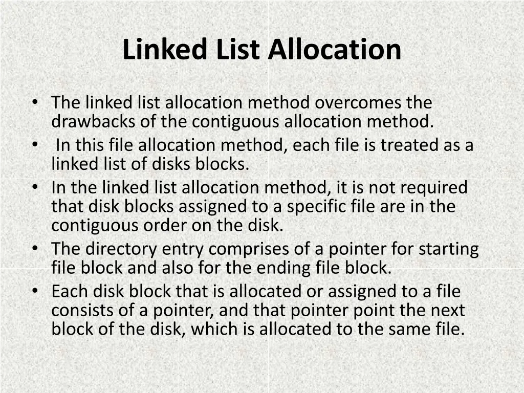 linked list allocation