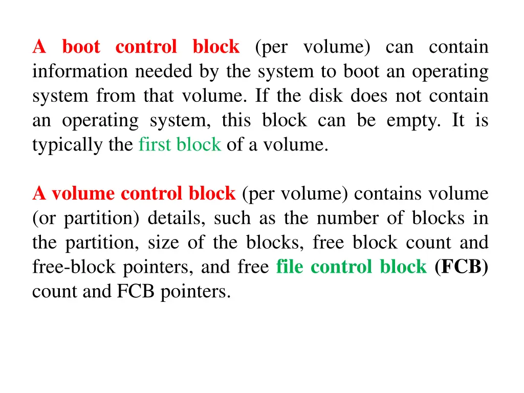 a boot control block per volume can contain