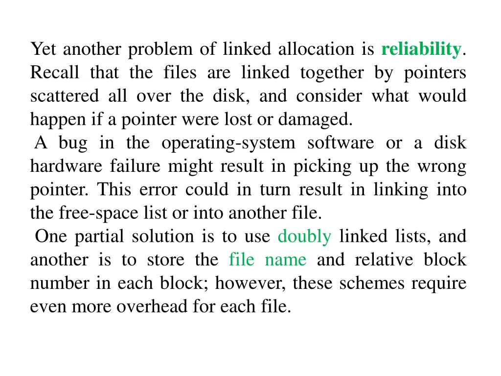 yet another problem of linked allocation