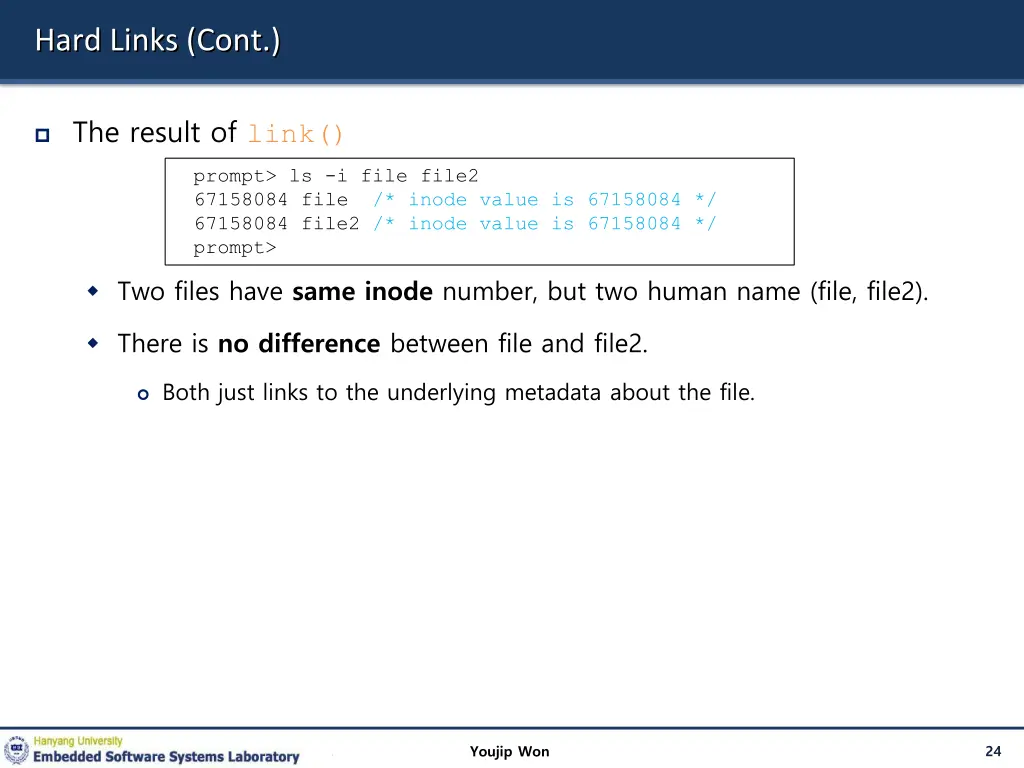 hard links cont 1