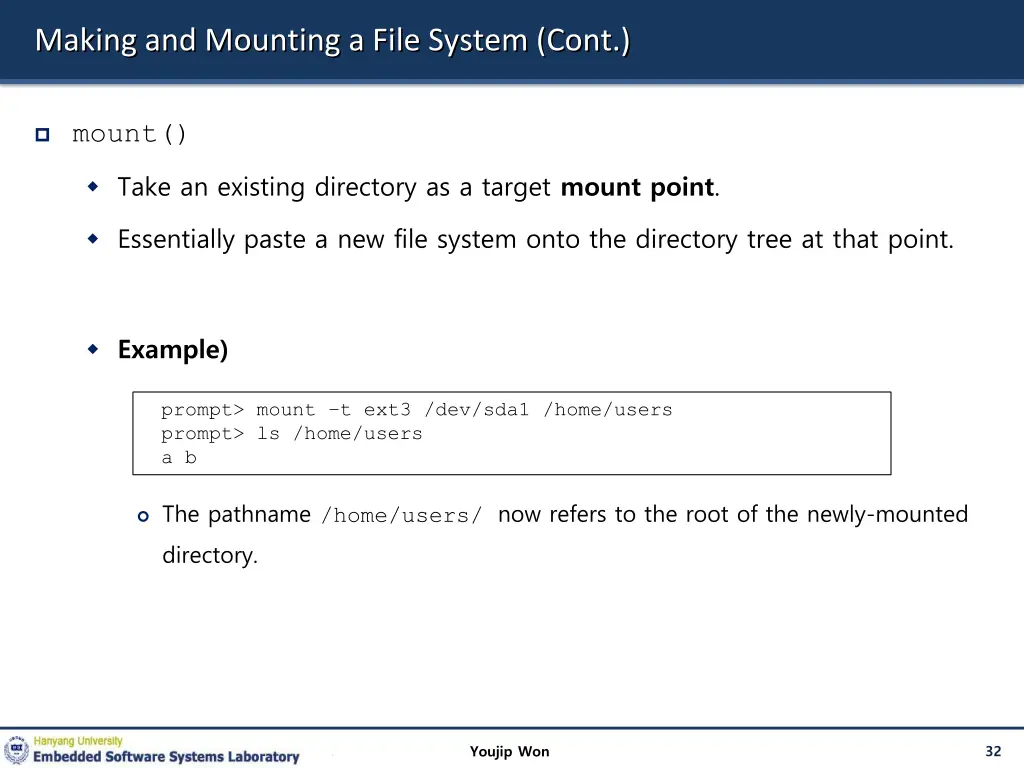 making and mounting a file system cont